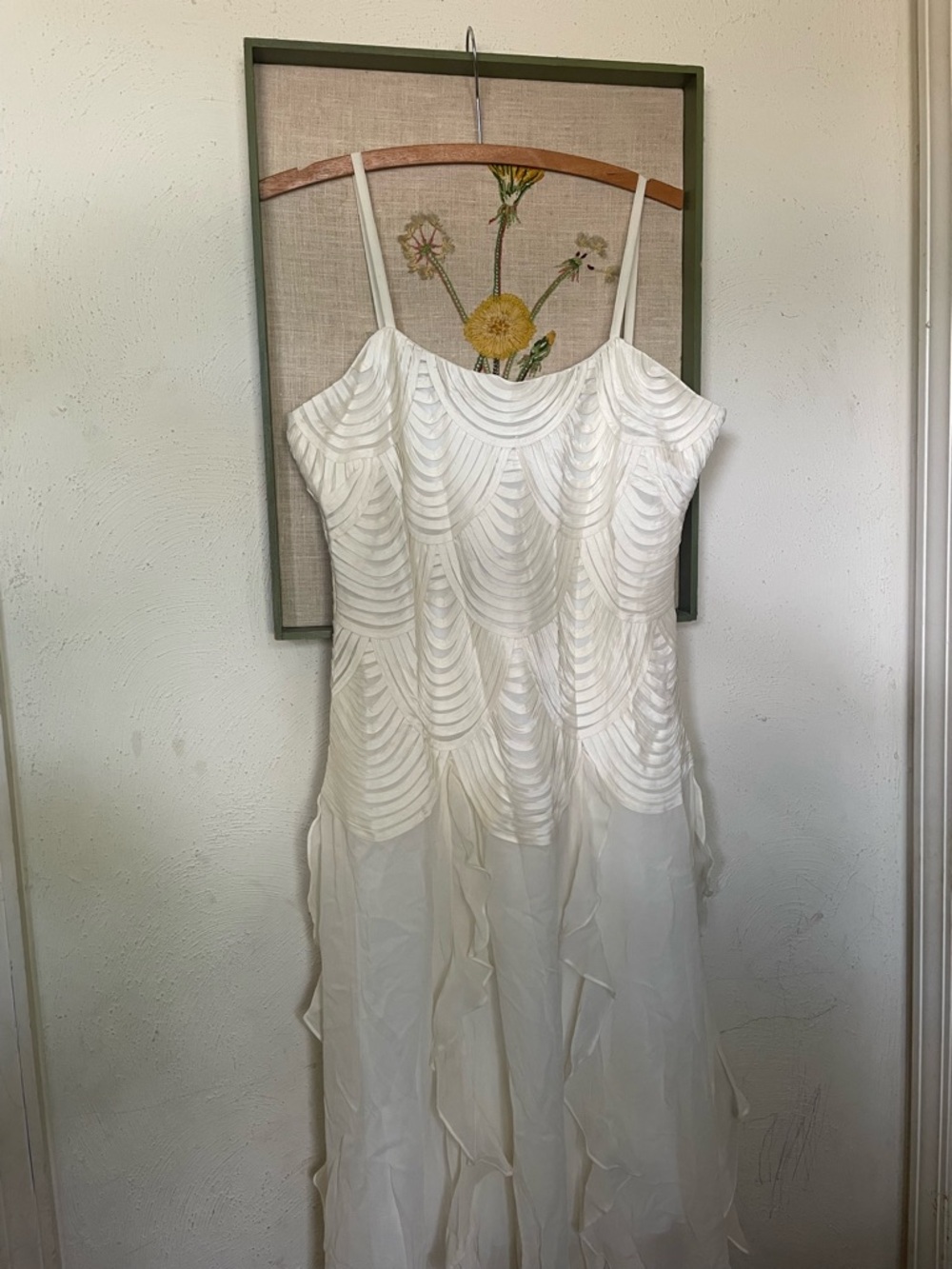 Silk Vintage Ruffle Dress Cream